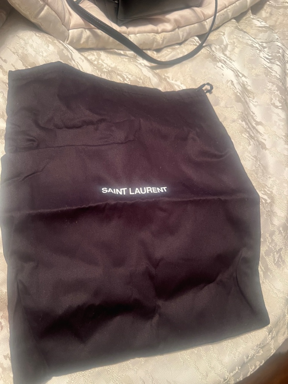 Saint Laurent Black Chevron Quilted Leather Shoulder Bag with Silver YSL Logo - - Picture 8 of 8